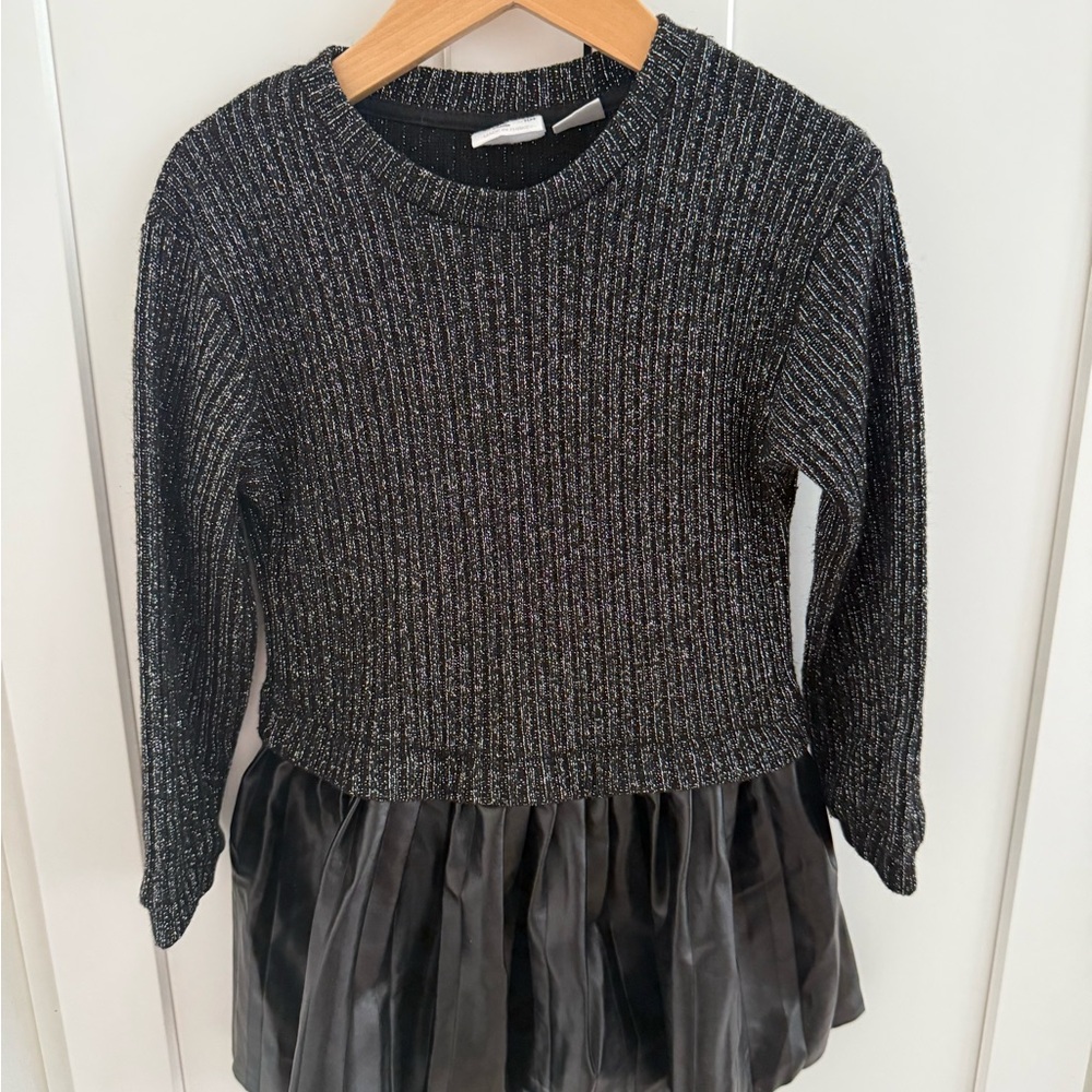 Girls Black Sparkle Knit Dress